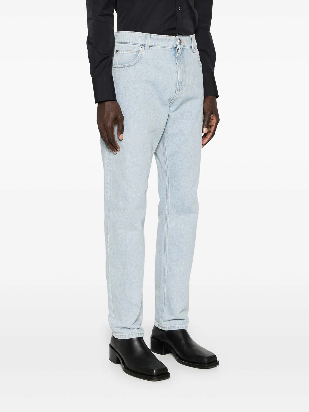 Shop Balmain Straight Jeans In Dark Wash