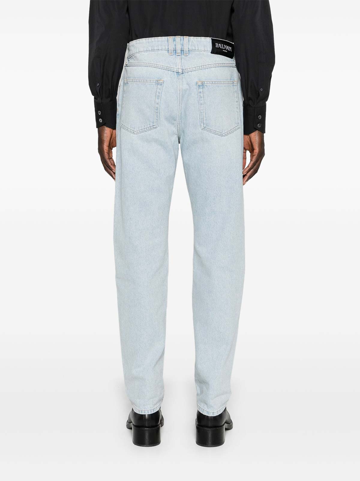 Shop Balmain Straight Jeans In Dark Wash