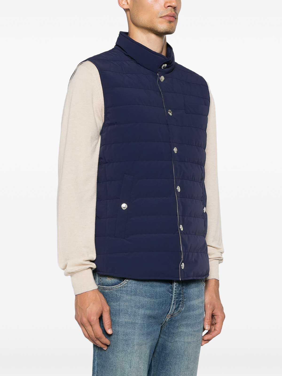 Shop Brunello Cucinelli Padded Gilet In Blue