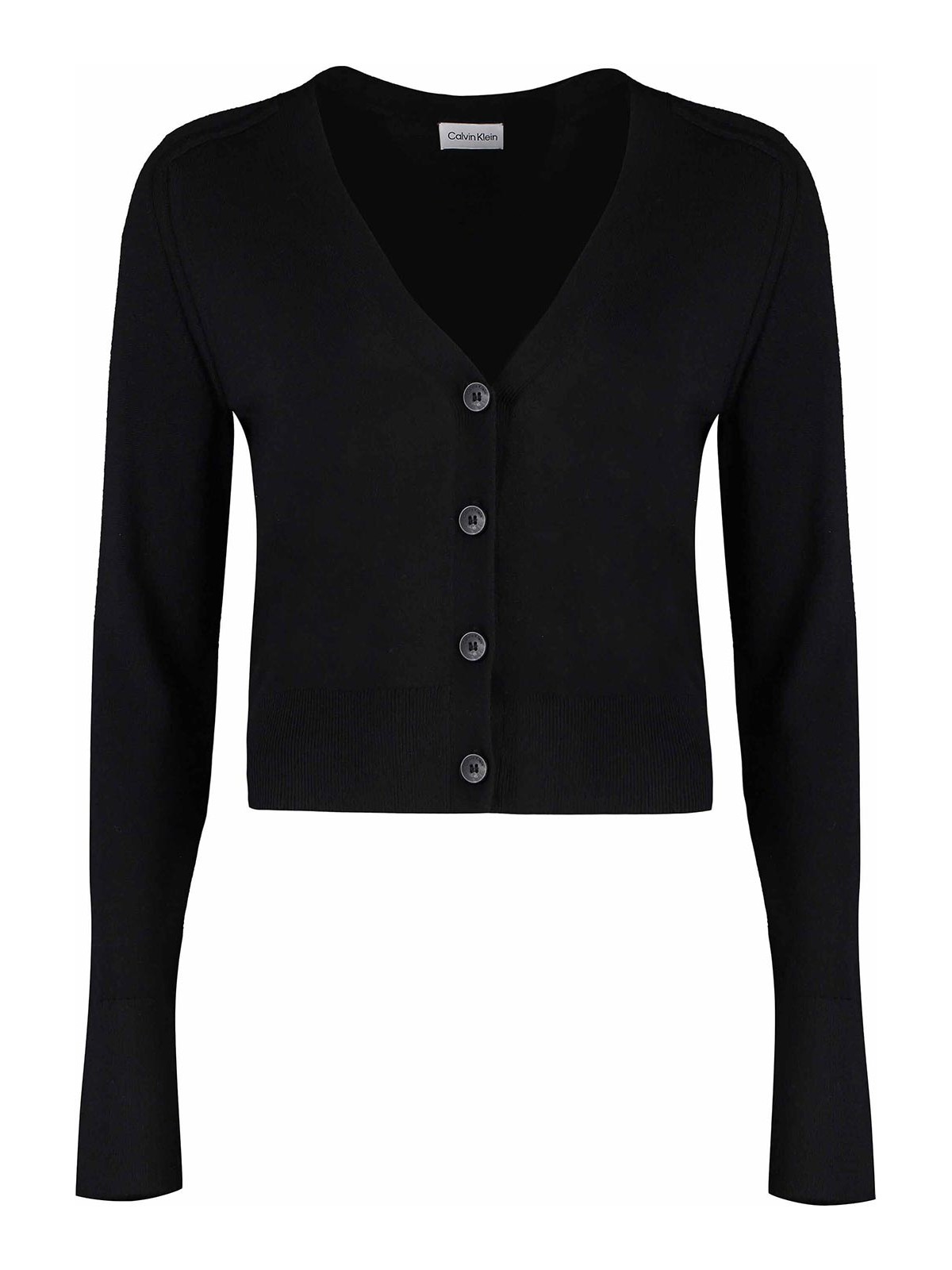 Shop Calvin Klein Merino Wool V-neck Cardigan In Black