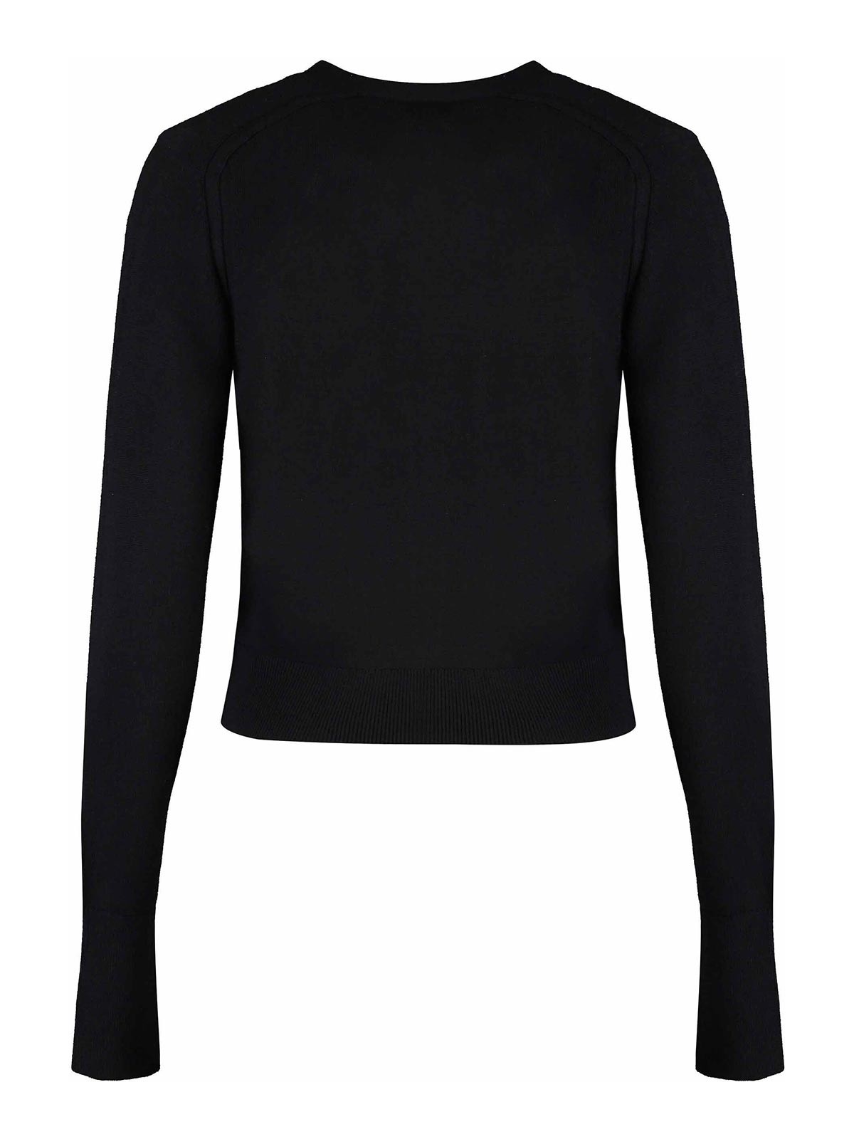 Shop Calvin Klein Merino Wool V-neck Cardigan In Black