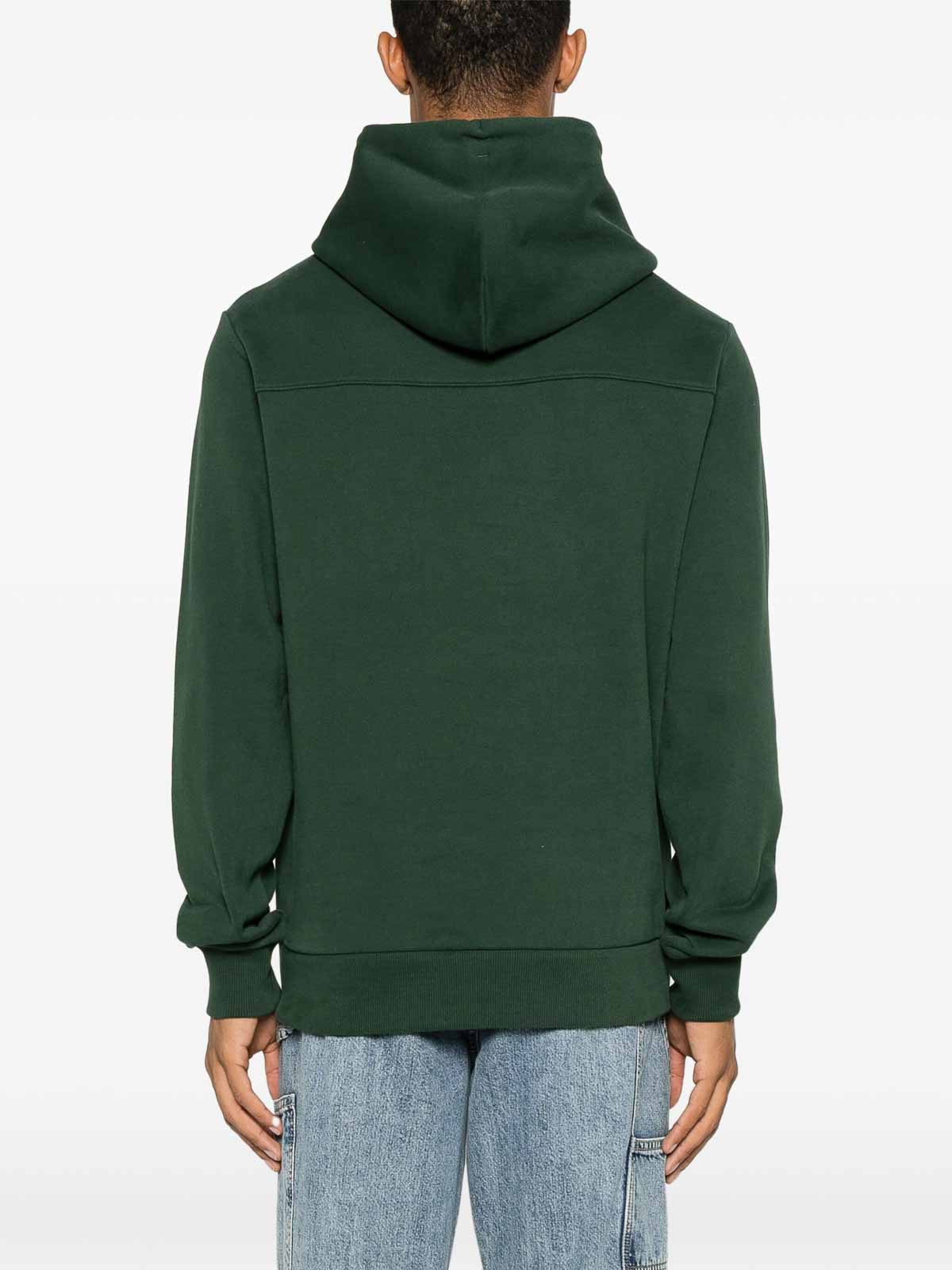 Shop Calvin Klein Embroidered Logo Peached Hoodie In Dark Green