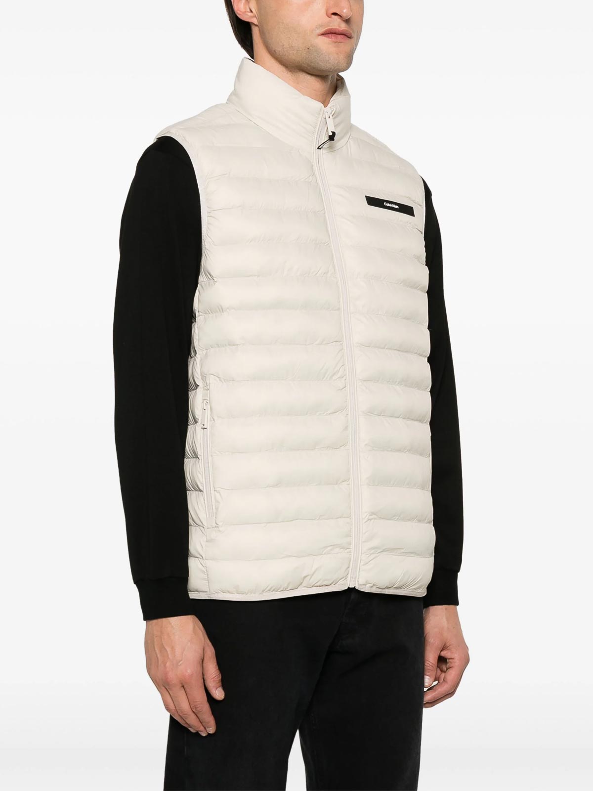 Shop Calvin Klein Quilt Vest In Beige