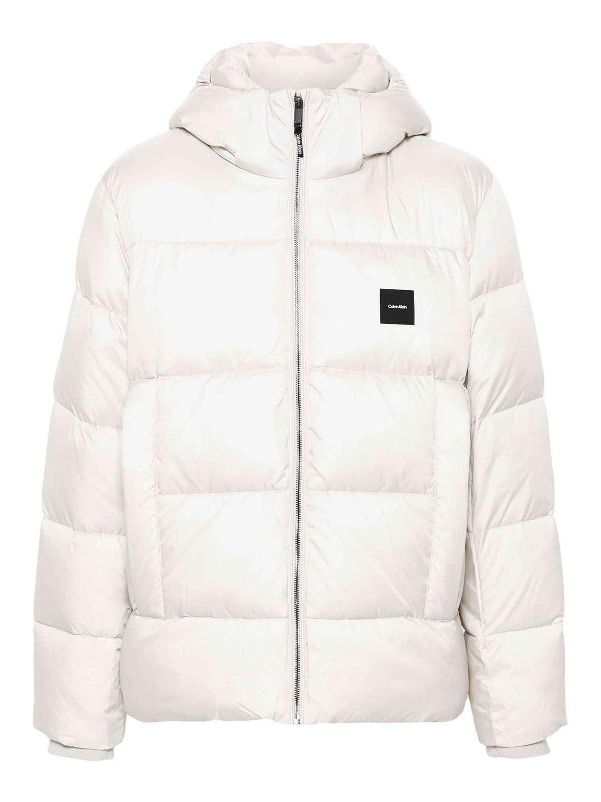 Shop Calvin Klein Hooded Quilt Puffer In Beige