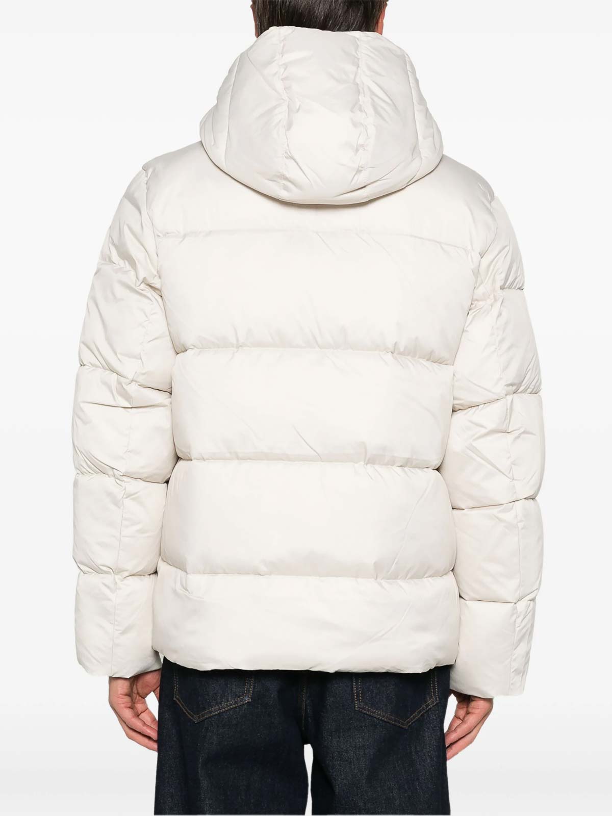 Shop Calvin Klein Hooded Quilt Puffer In Beige