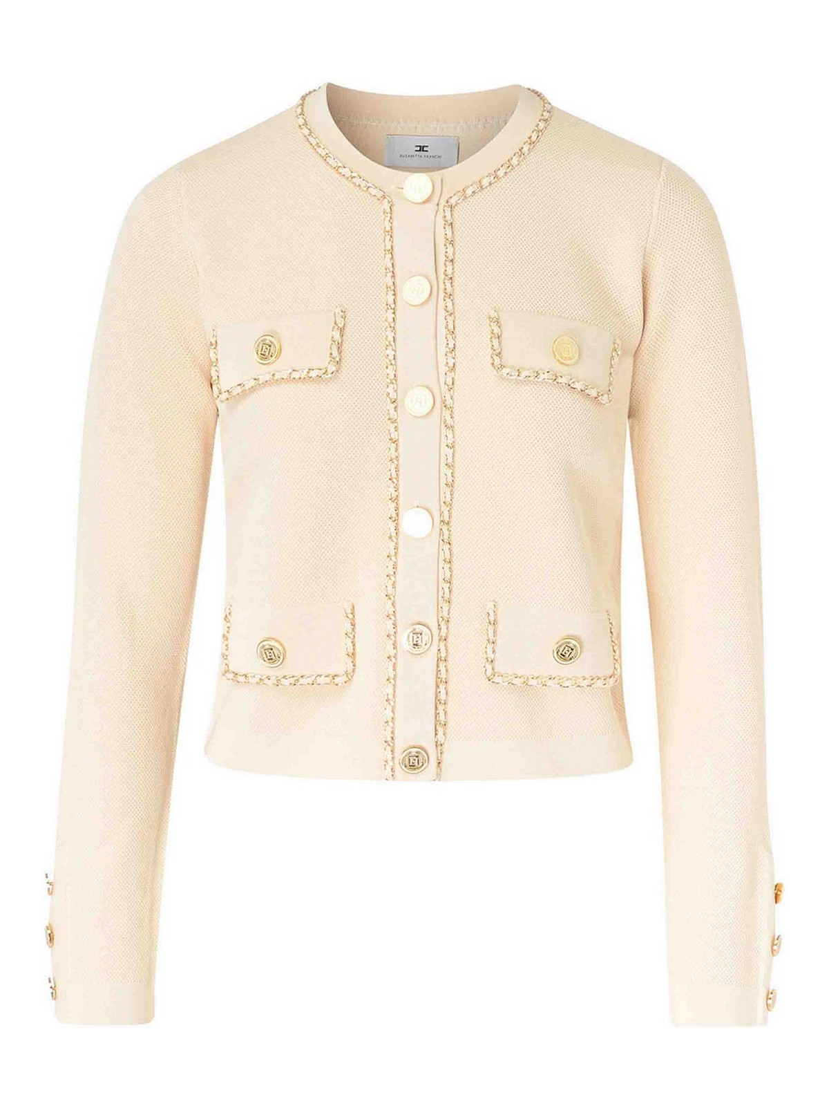 Shop Elisabetta Franchi Maglia Tricot In Cream