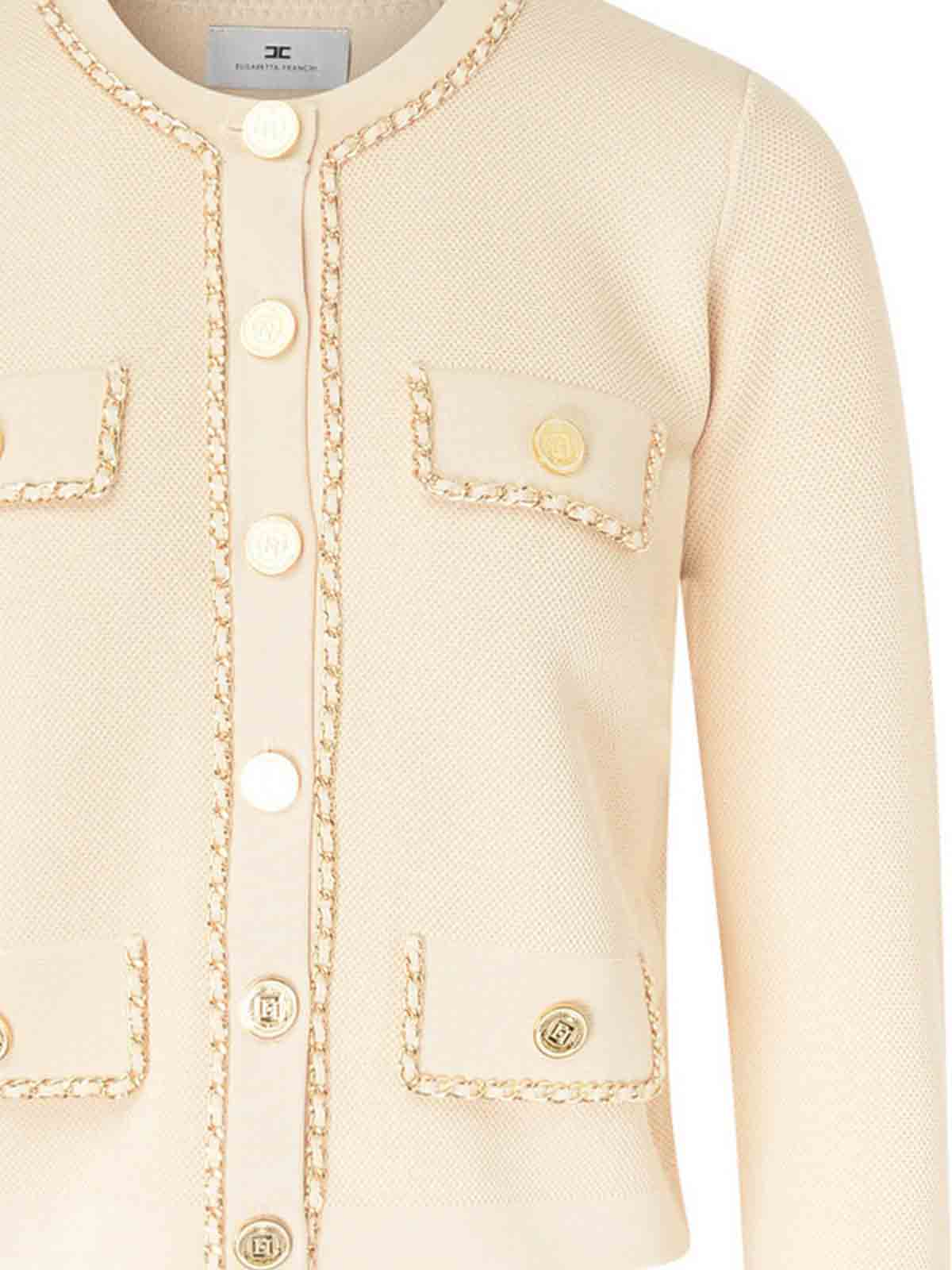 Shop Elisabetta Franchi Maglia Tricot In Cream