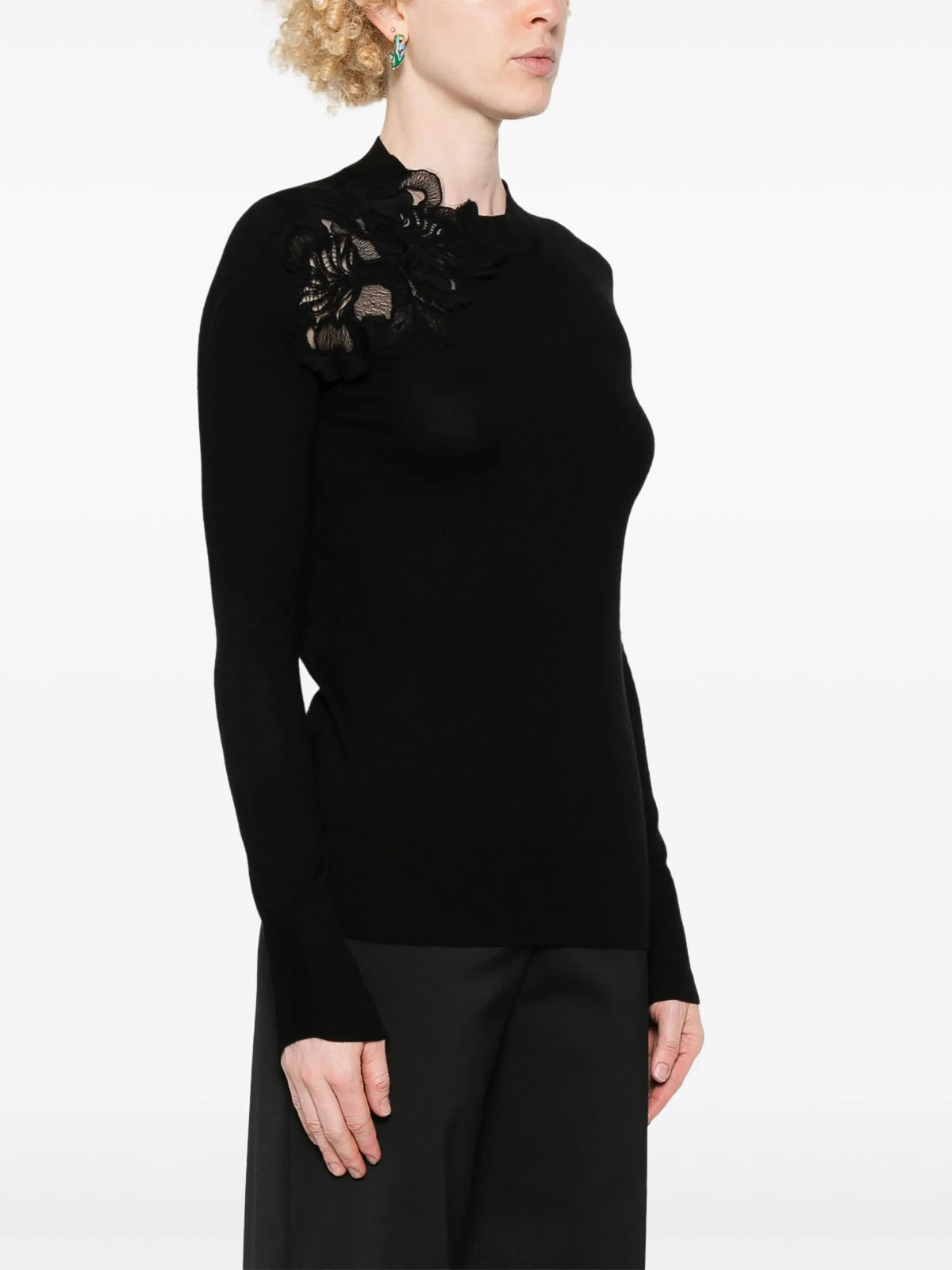 Shop Ermanno Scervino Crewneck Sweater In Black