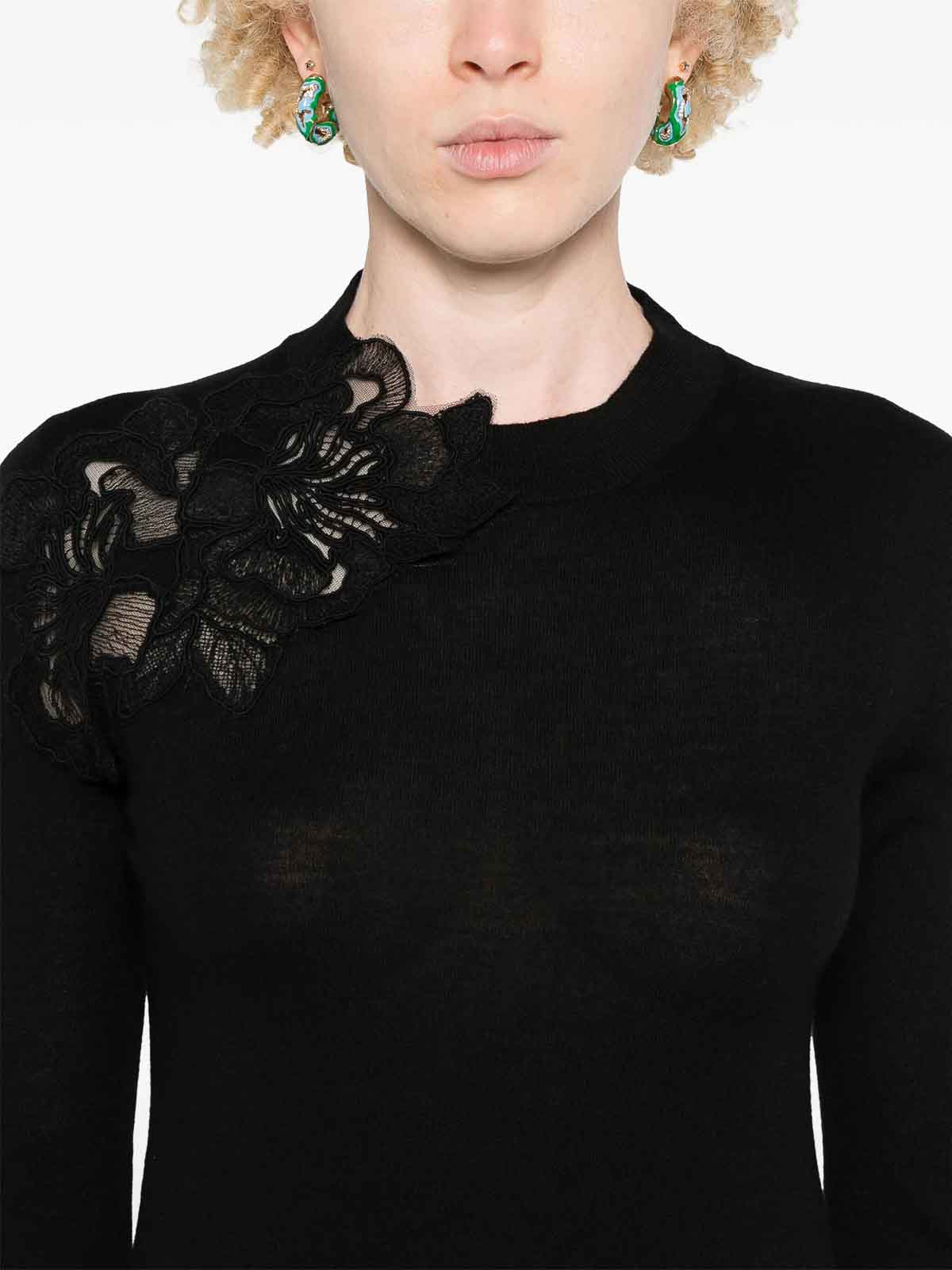 Shop Ermanno Scervino Crewneck Sweater In Black