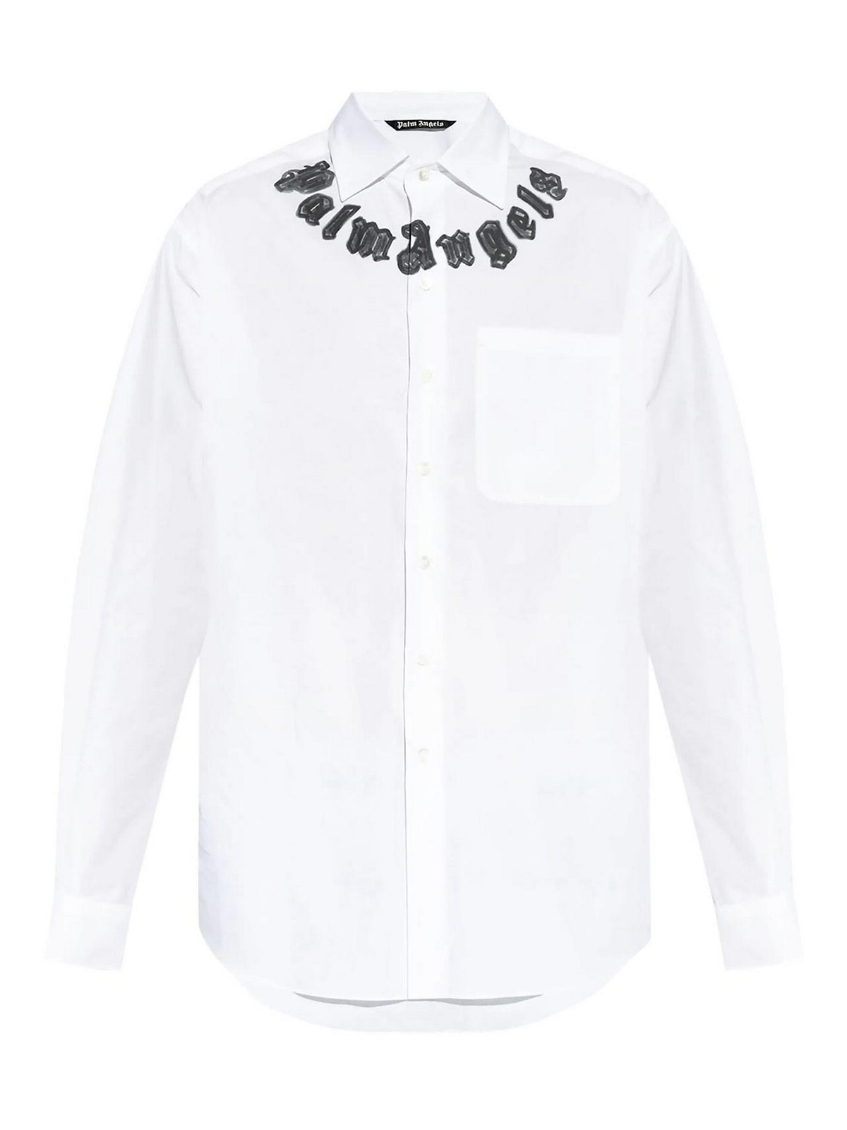 Palm Angels Neck Logo Classic Shirt L/s In White