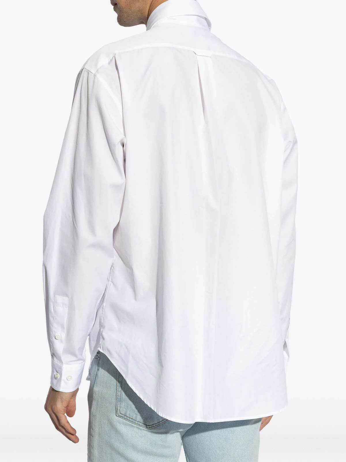 Shop Palm Angels Neck Logo Classic Shirt L/s In White