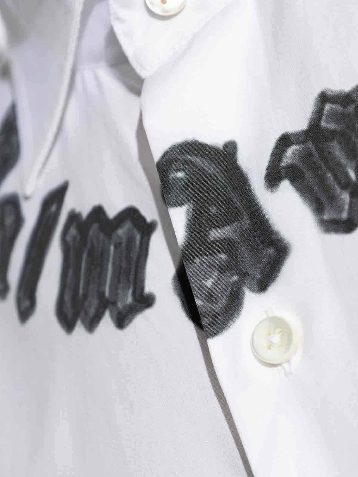 Shop Palm Angels Neck Logo Classic Shirt L/s In White