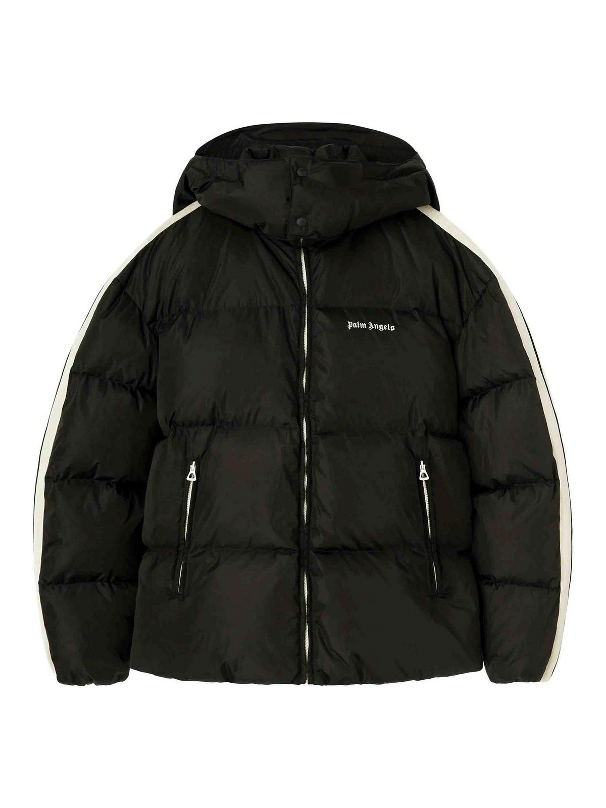 Shop Palm Angels Hooded Track Down Jkt In Black