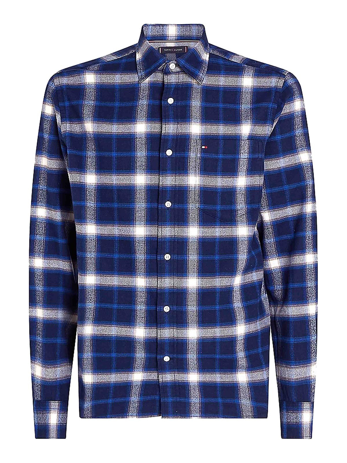 Shop Tommy Hilfiger Brushed Shadow Check Shirt In Blue