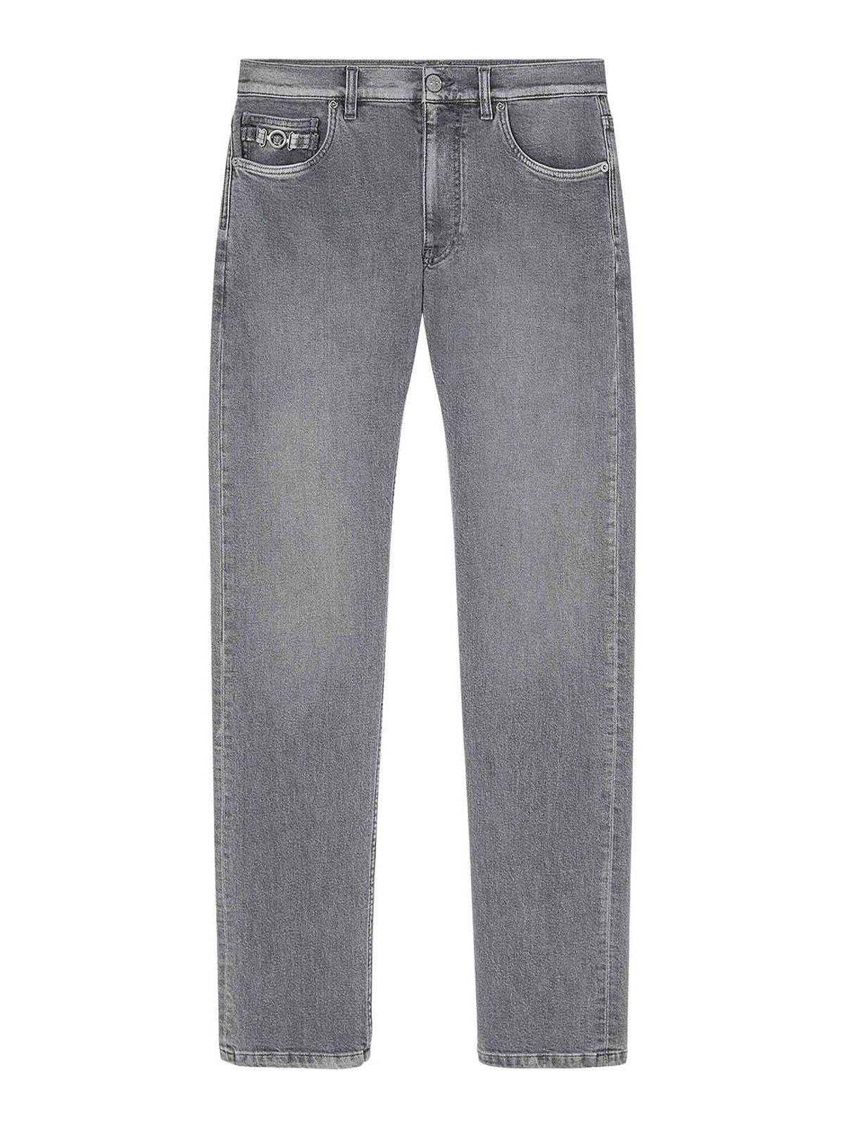 Shop Versace Pant Denim In Grey