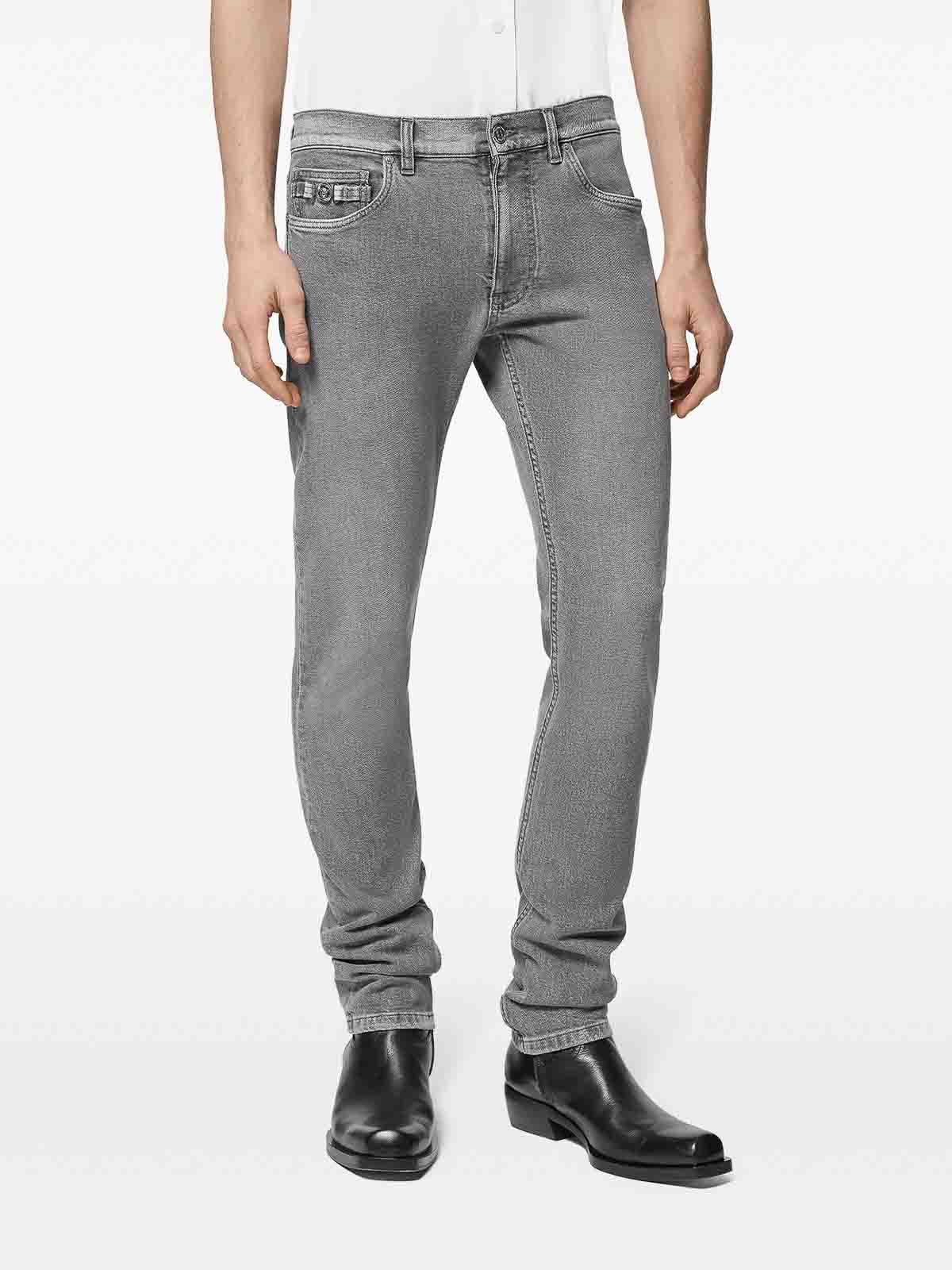 Shop Versace Pant Denim In Grey