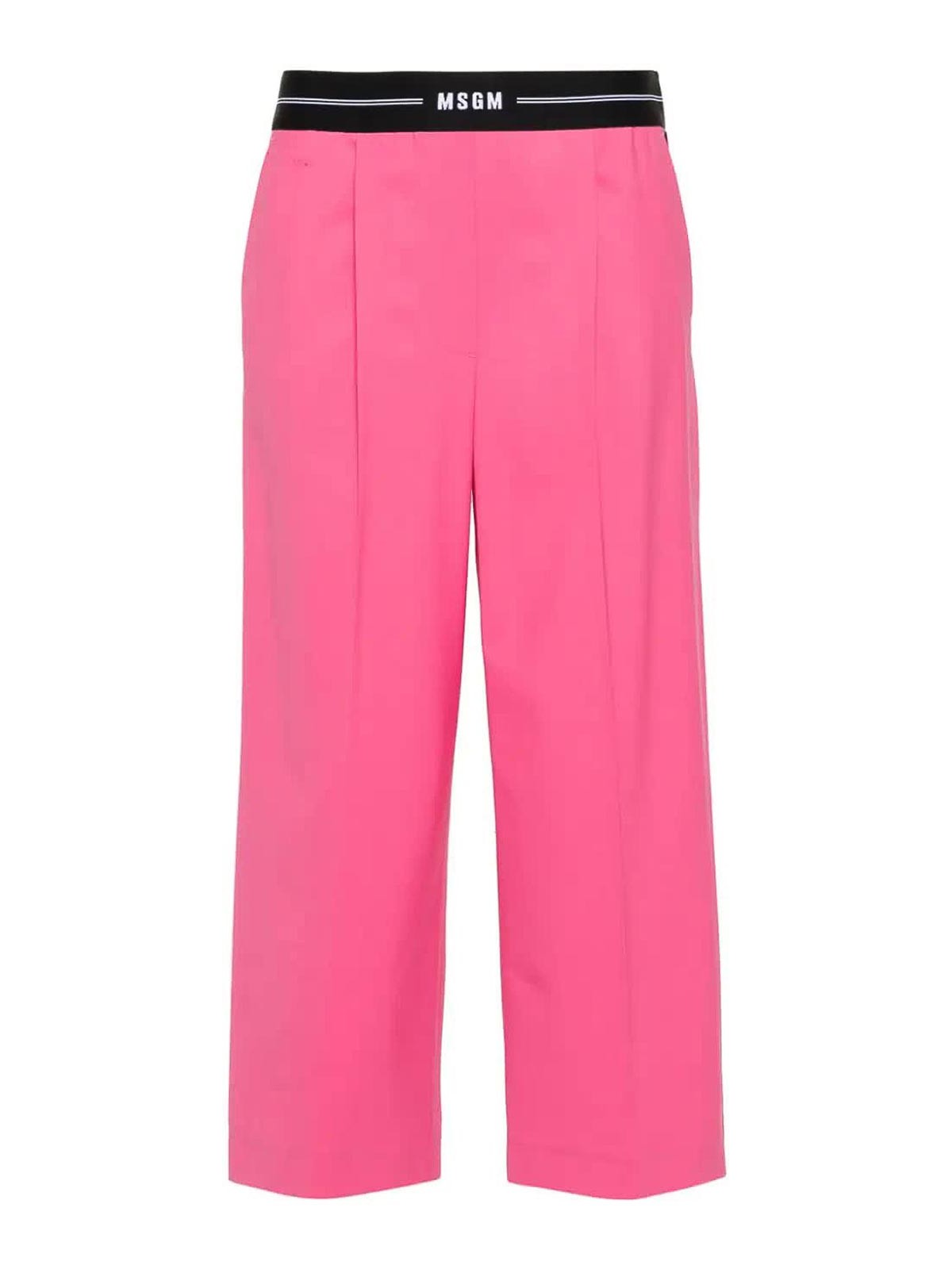 Shop Msgm Pants In Fuchsia