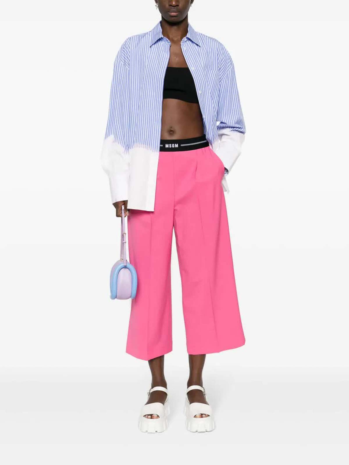 Shop Msgm Pants In Fuchsia