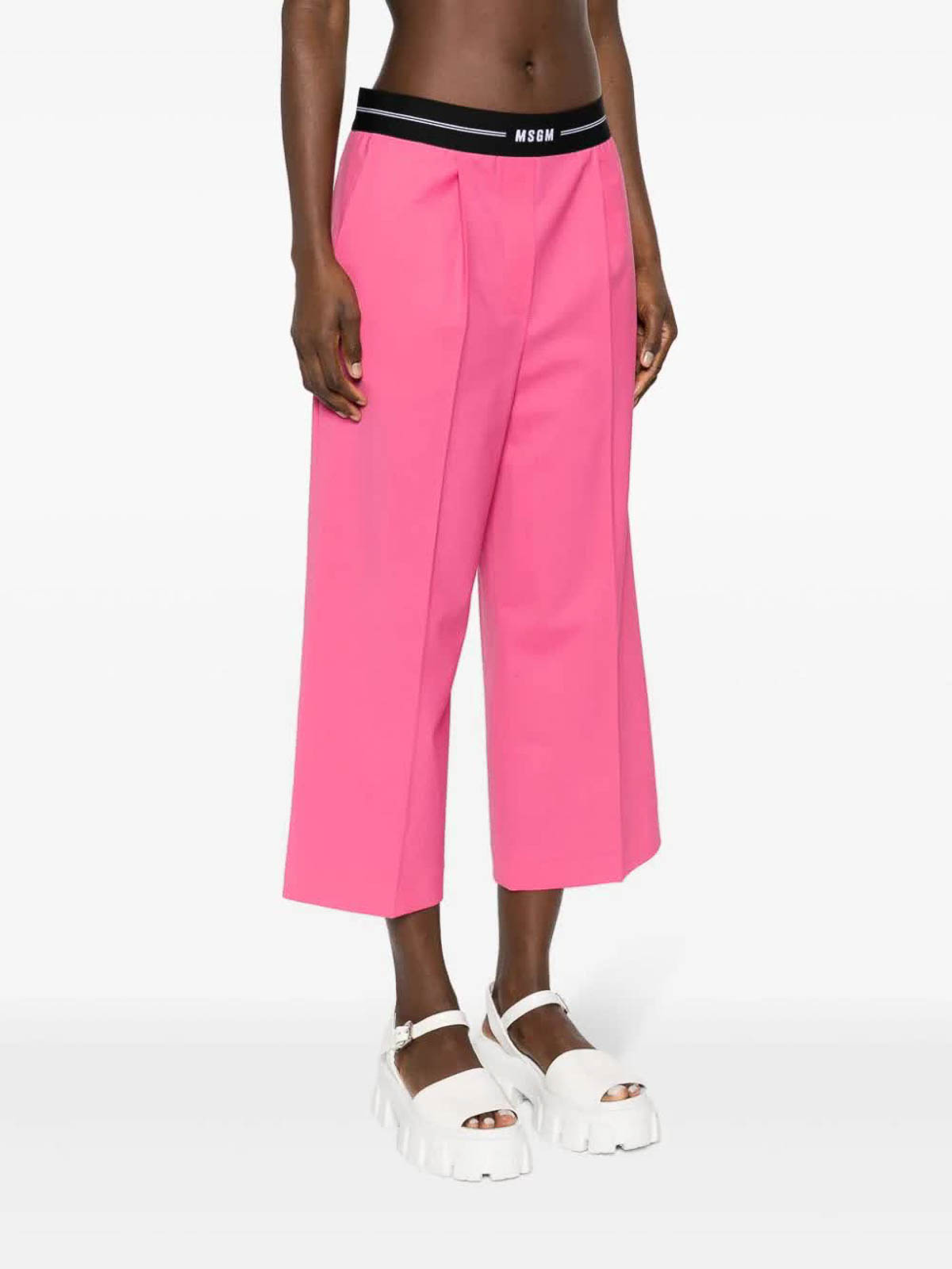 Shop Msgm Pants In Fuchsia