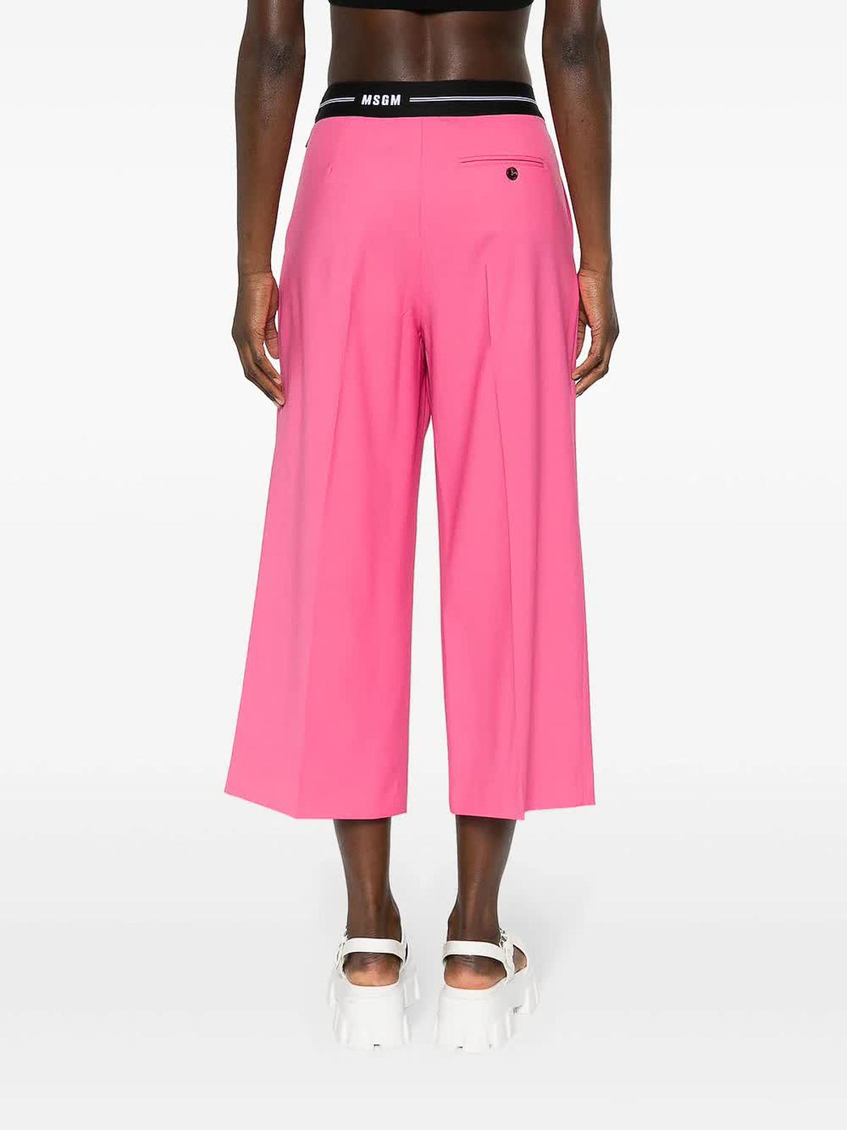 Shop Msgm Pants In Fuchsia