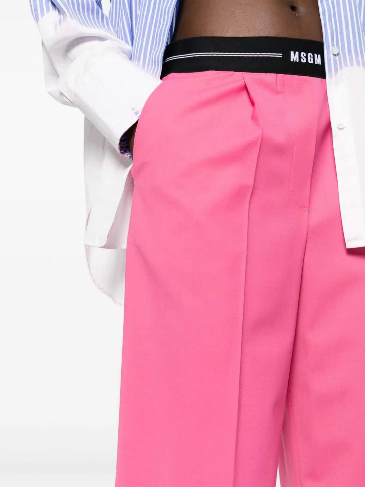 Shop Msgm Pants In Fuchsia