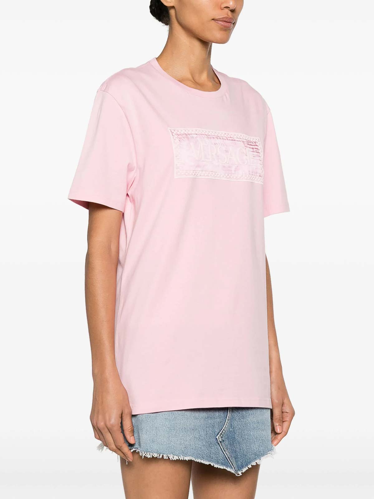 Shop Versace T-shirt In Light Pink