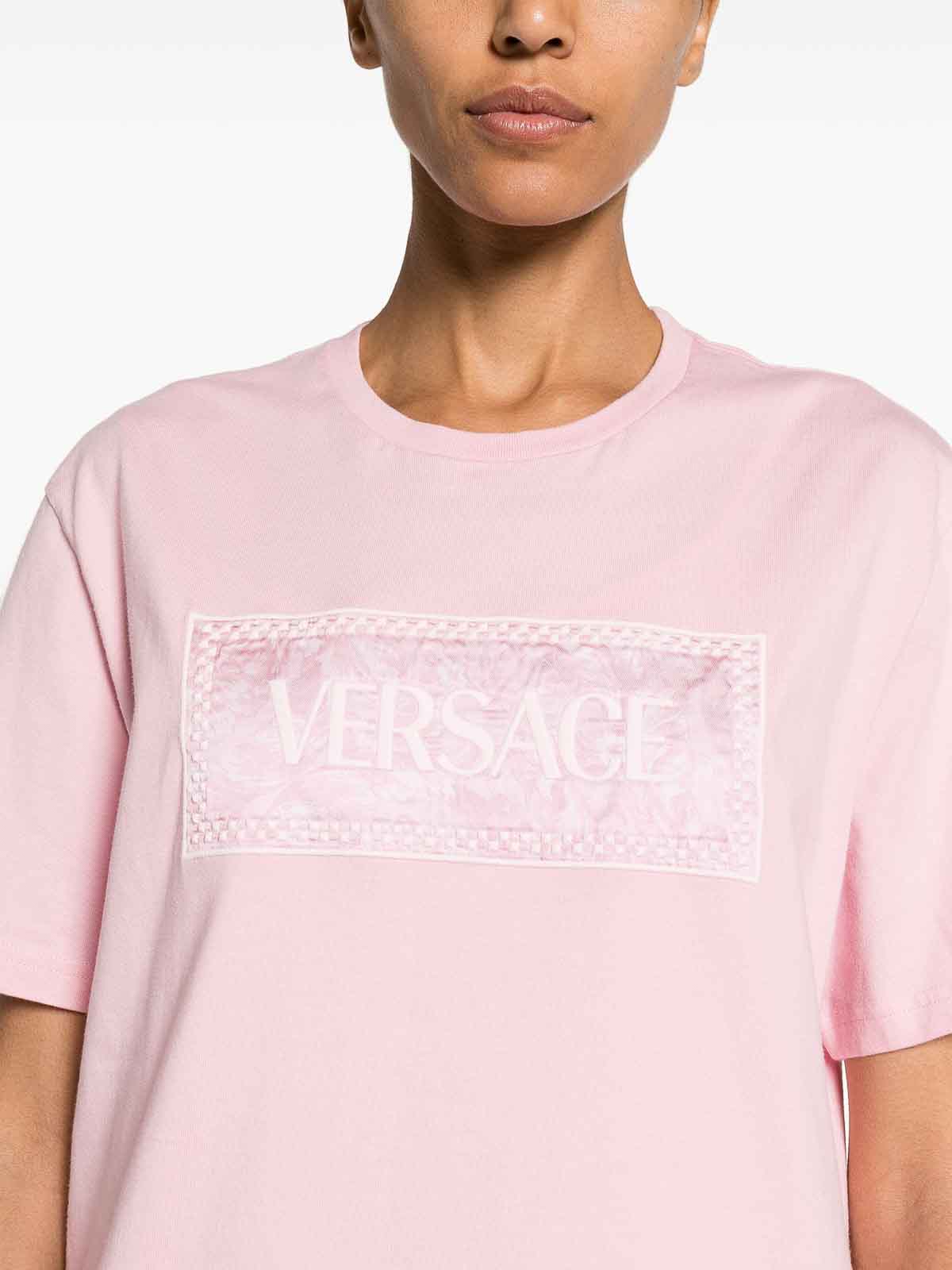 Shop Versace T-shirt In Light Pink