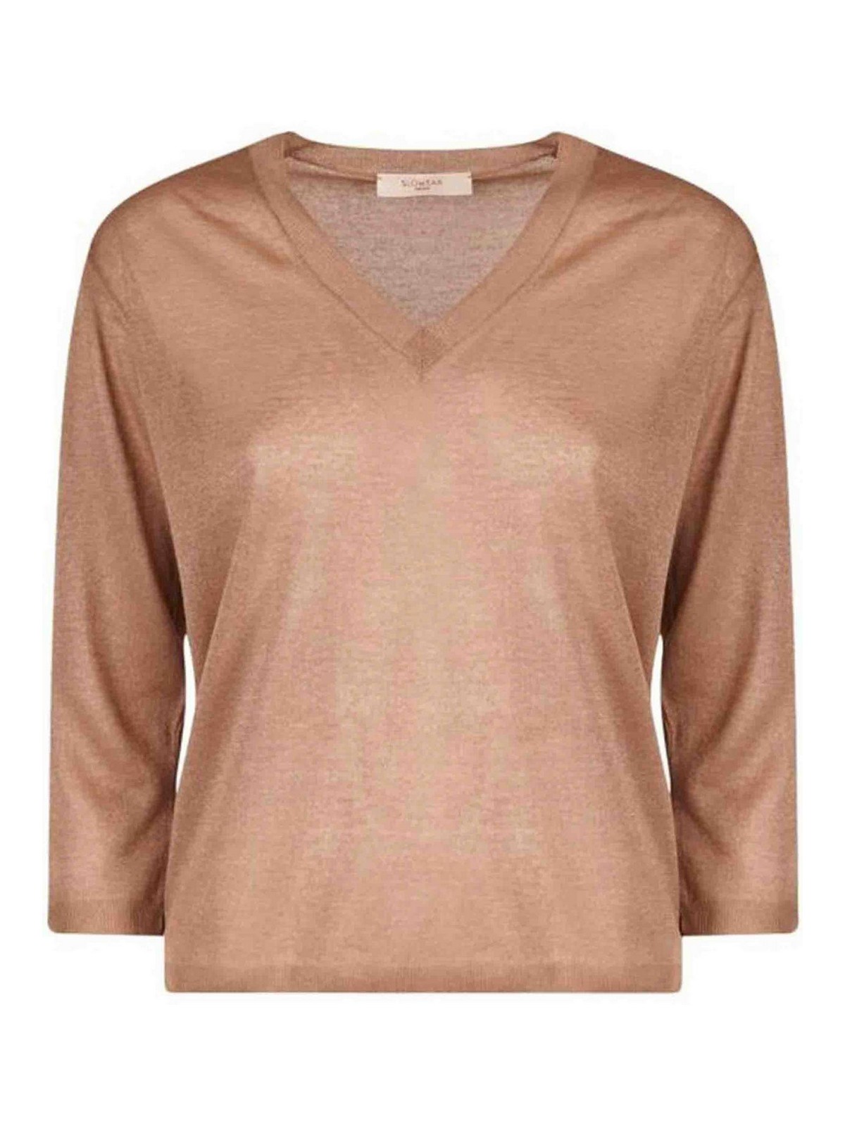 Shop Zanone Viscose Crew Neck In Nude & Neutrals