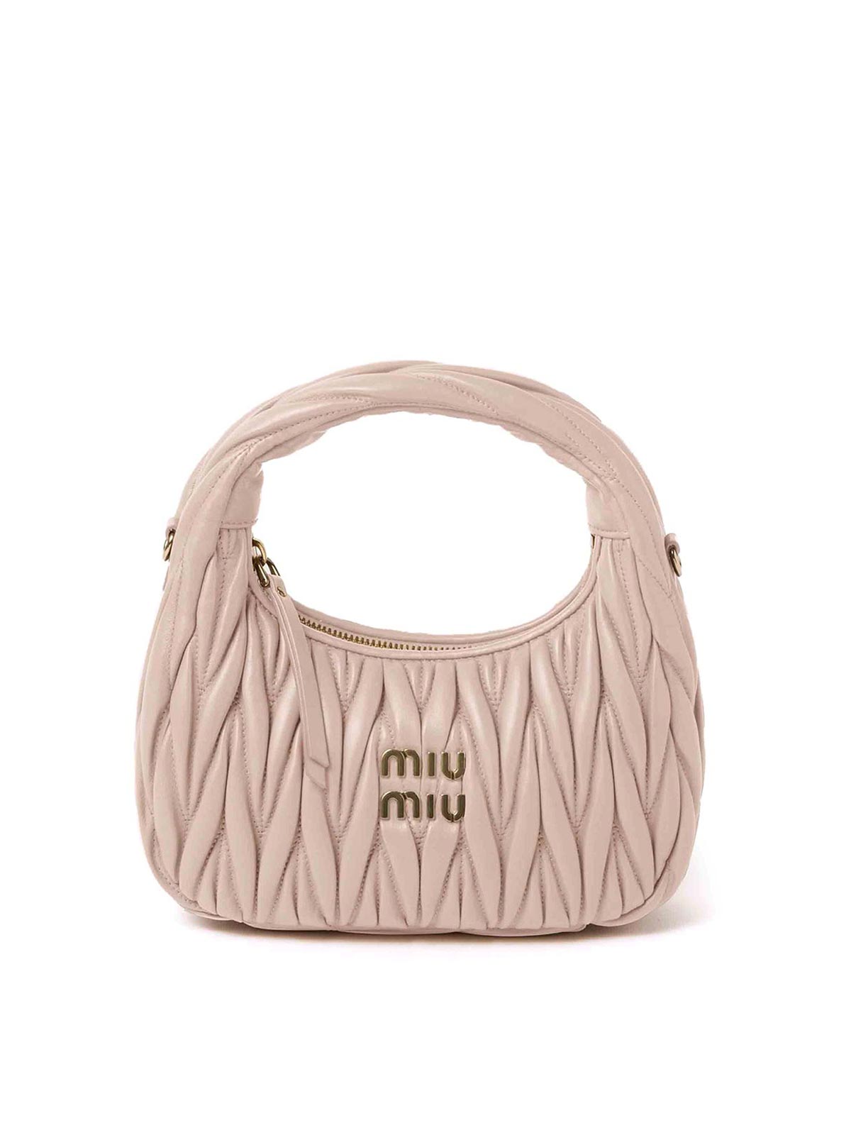 Miu Miu Wander Hobo Bag In Matelassã© Nappa In Black