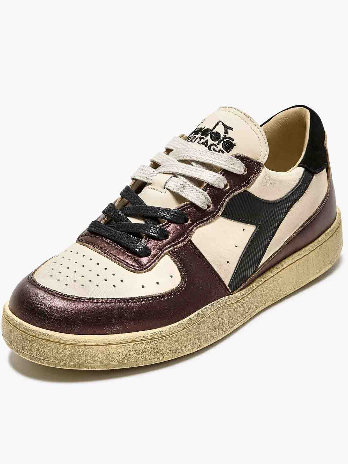 Shop Diadora Basket Low Metallic Dirty In Beige