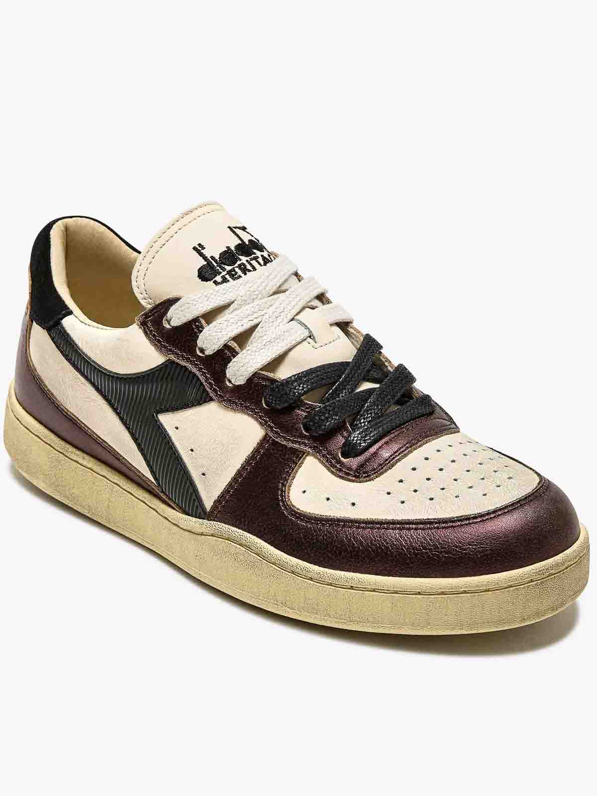 Shop Diadora Basket Low Metallic Dirty In Beige