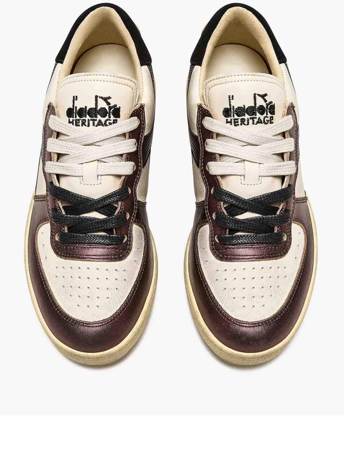 Shop Diadora Basket Low Metallic Dirty In Beige