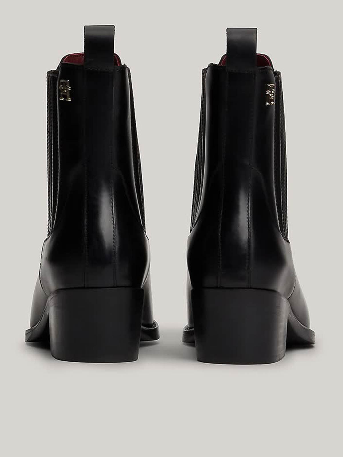 Shop Tommy Hilfiger Leather Cowboy Boot In Black