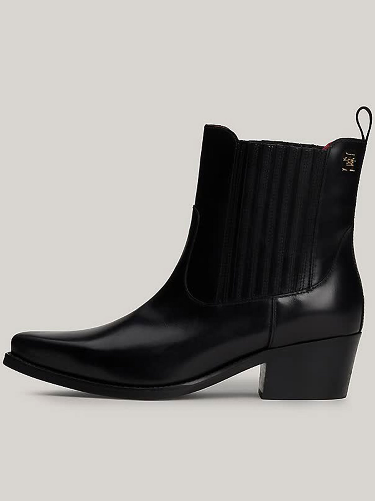 Shop Tommy Hilfiger Leather Cowboy Boot In Black