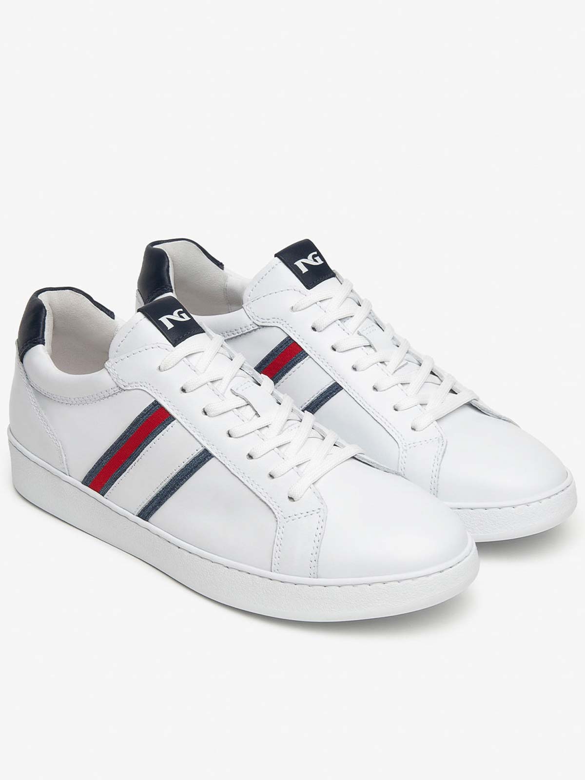 Shop Nerogiardini Leather Sneakers In White