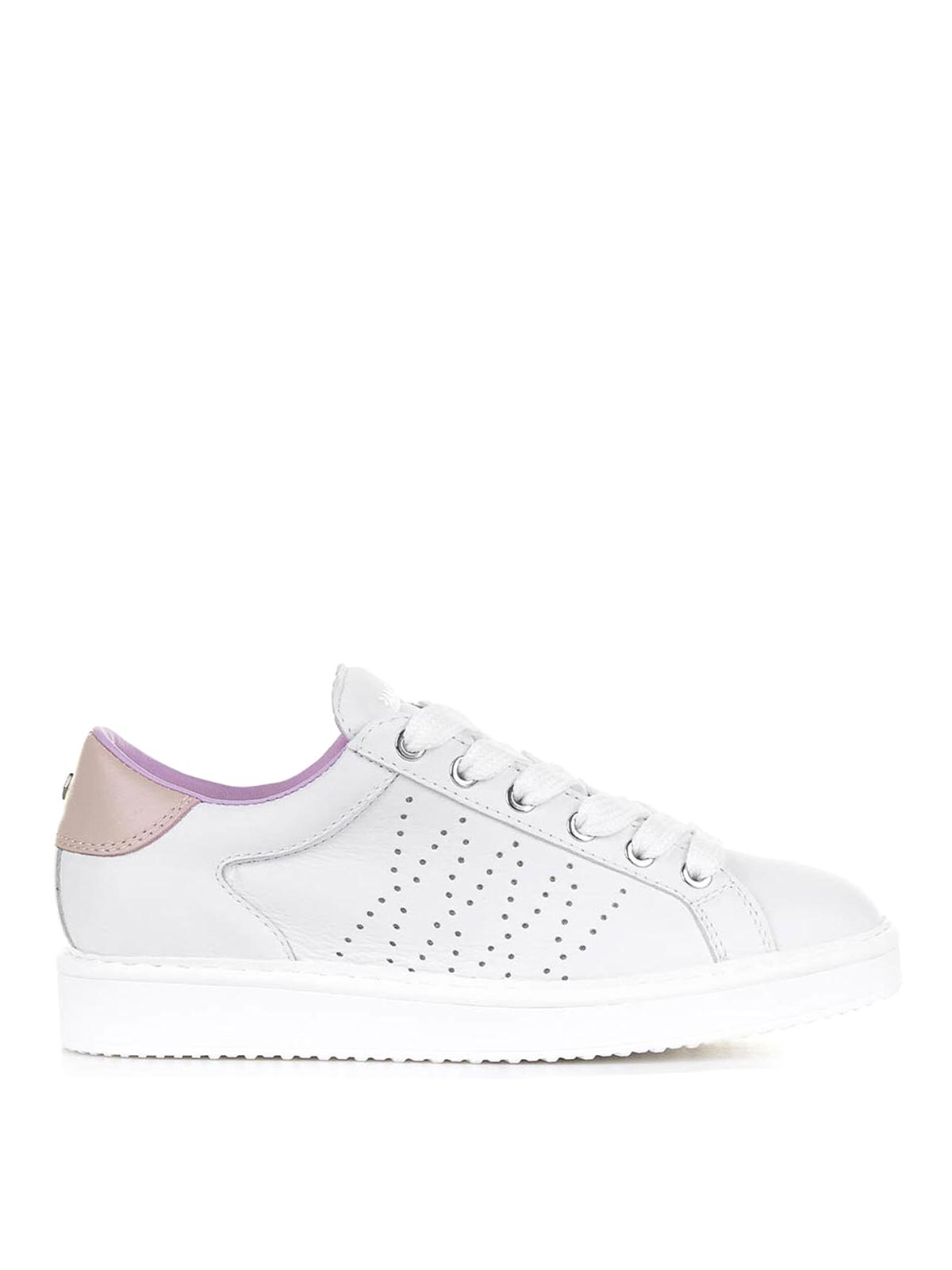 Sneaker Bianca In Pelle E Tallone Rosa