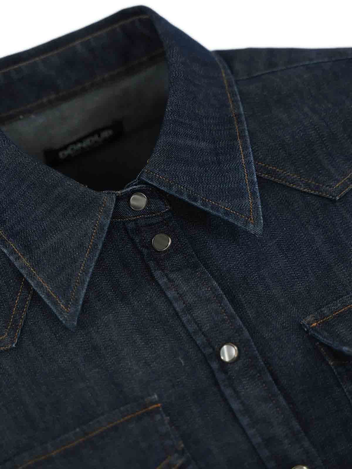 Shop Dondup Dark Denim Shirt