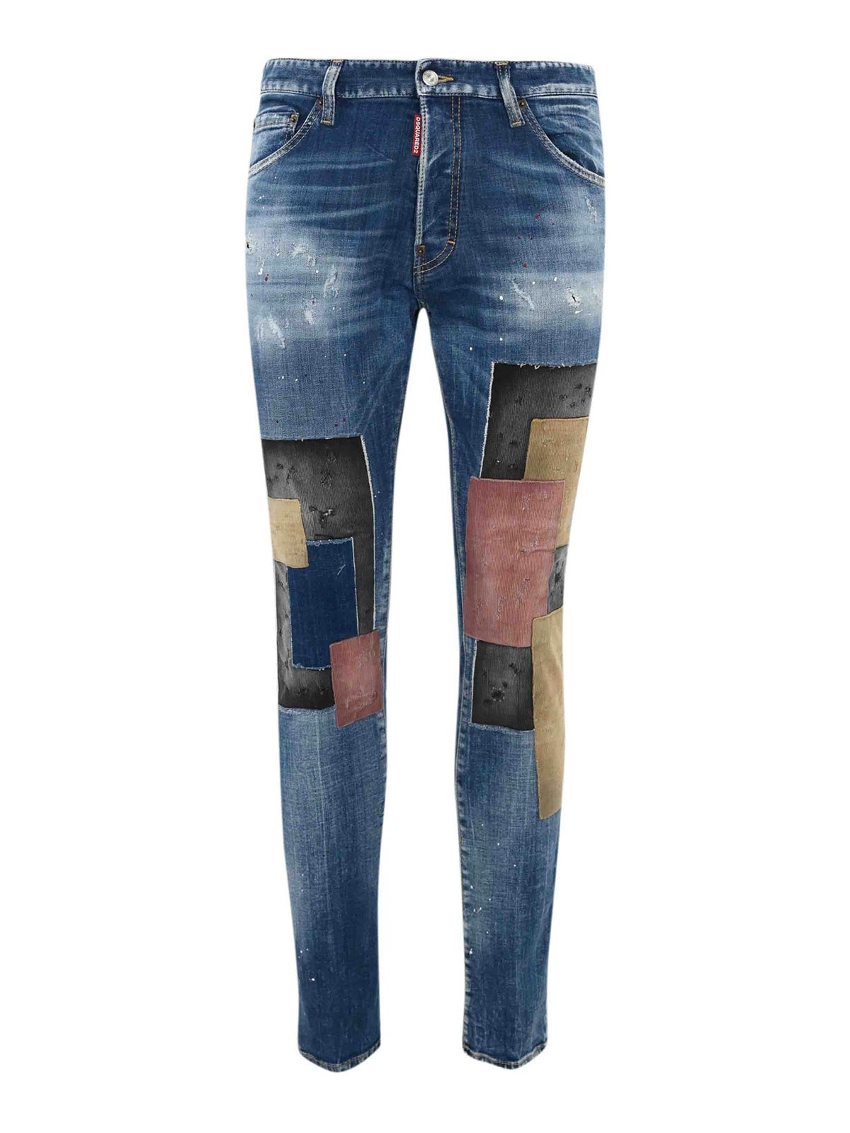 Dsquared2 Skinny Cool Guy Jeans With Patches In Blue