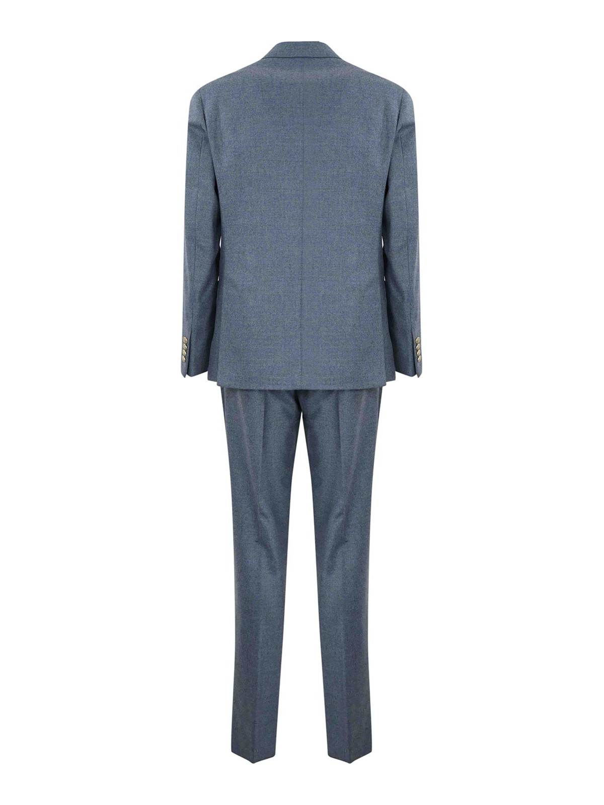 Shop Eleventy Double-breasted Wool Suit In Denim