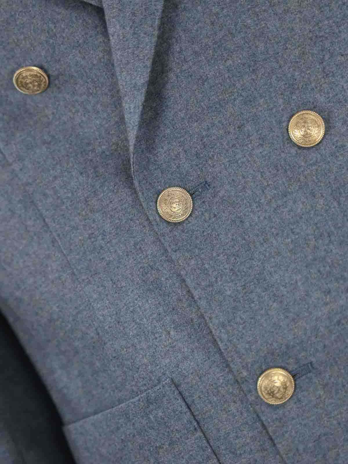 Shop Eleventy Double-breasted Wool Suit In Denim