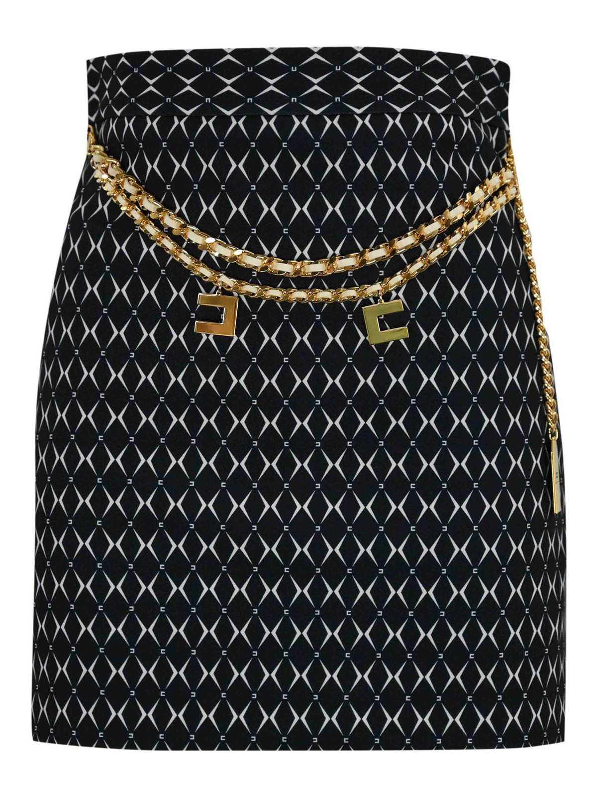 Elisabetta Franchi Mini Skirt With Chain In Black