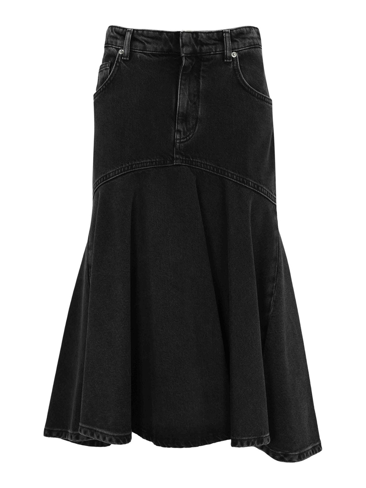 Shop Philosophy Di Lorenzo Serafini Black Denim Midi Skirt