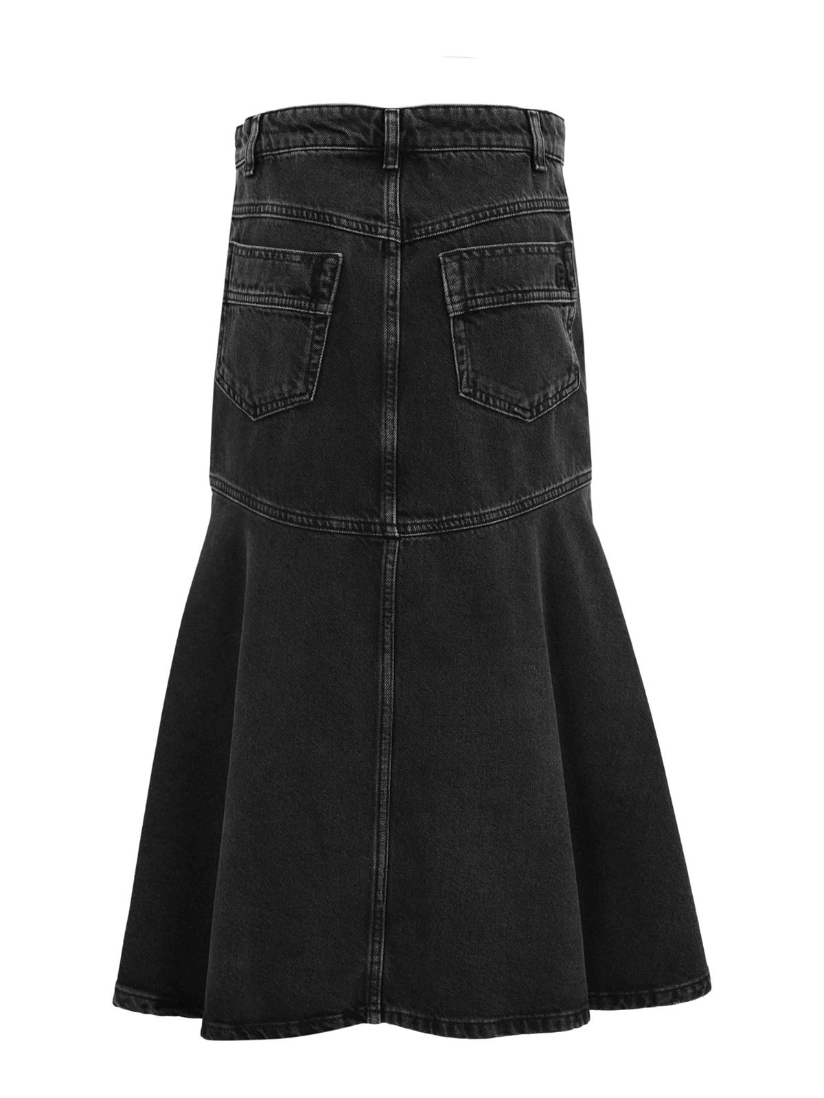 Shop Philosophy Di Lorenzo Serafini Black Denim Midi Skirt