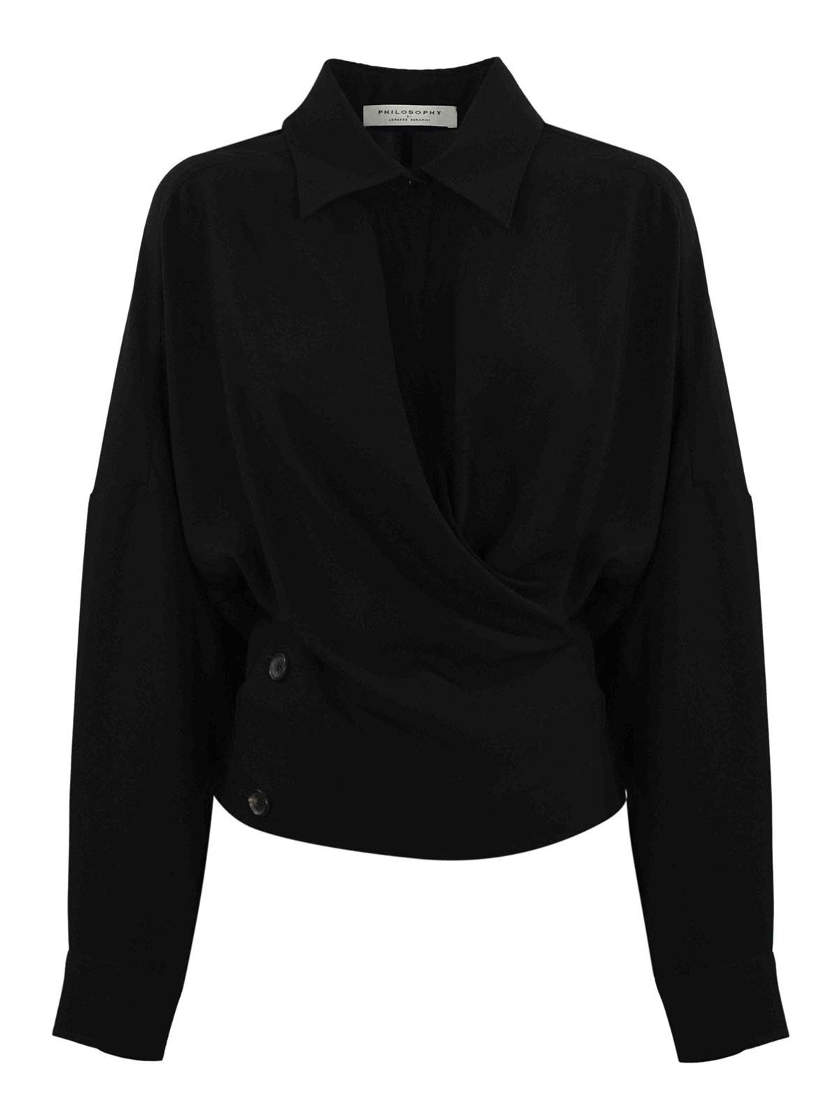 Philosophy Di Lorenzo Serafini Crossover Shirt In Poplin In Black