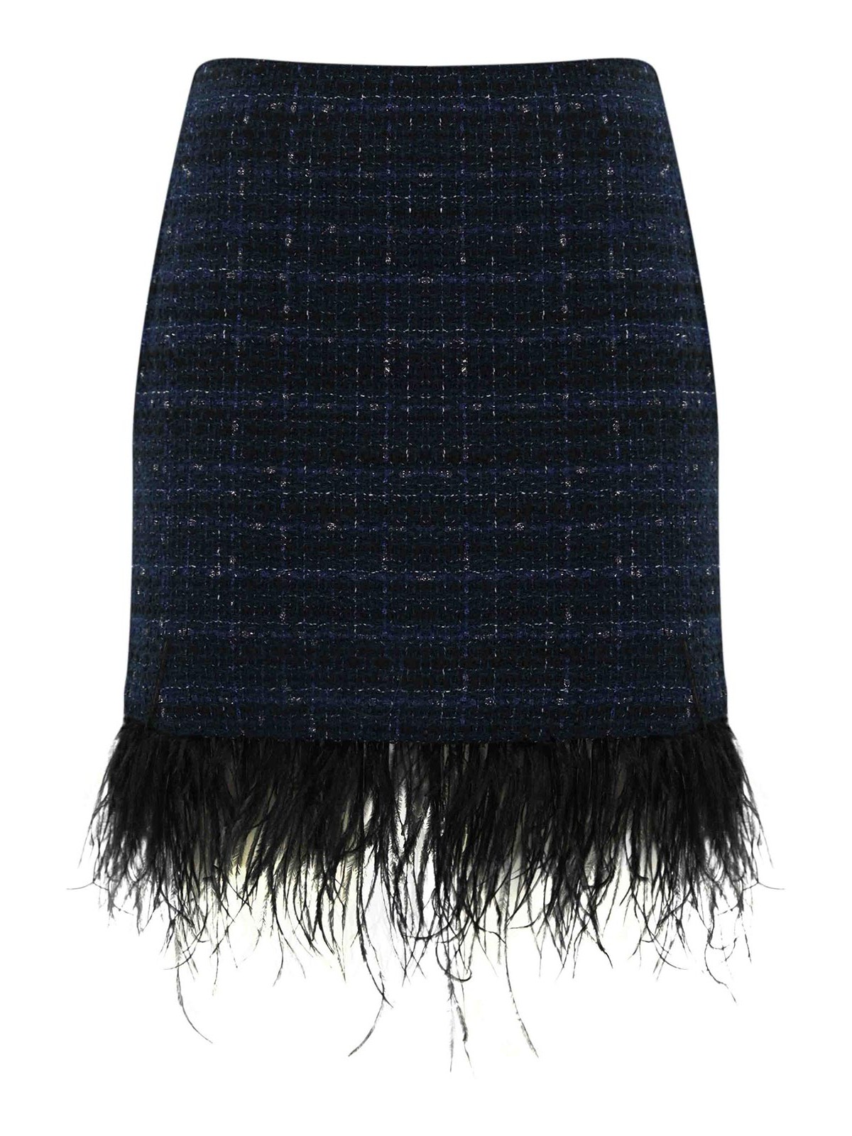 Twinset Boucle Skirt With Feathers In Blue