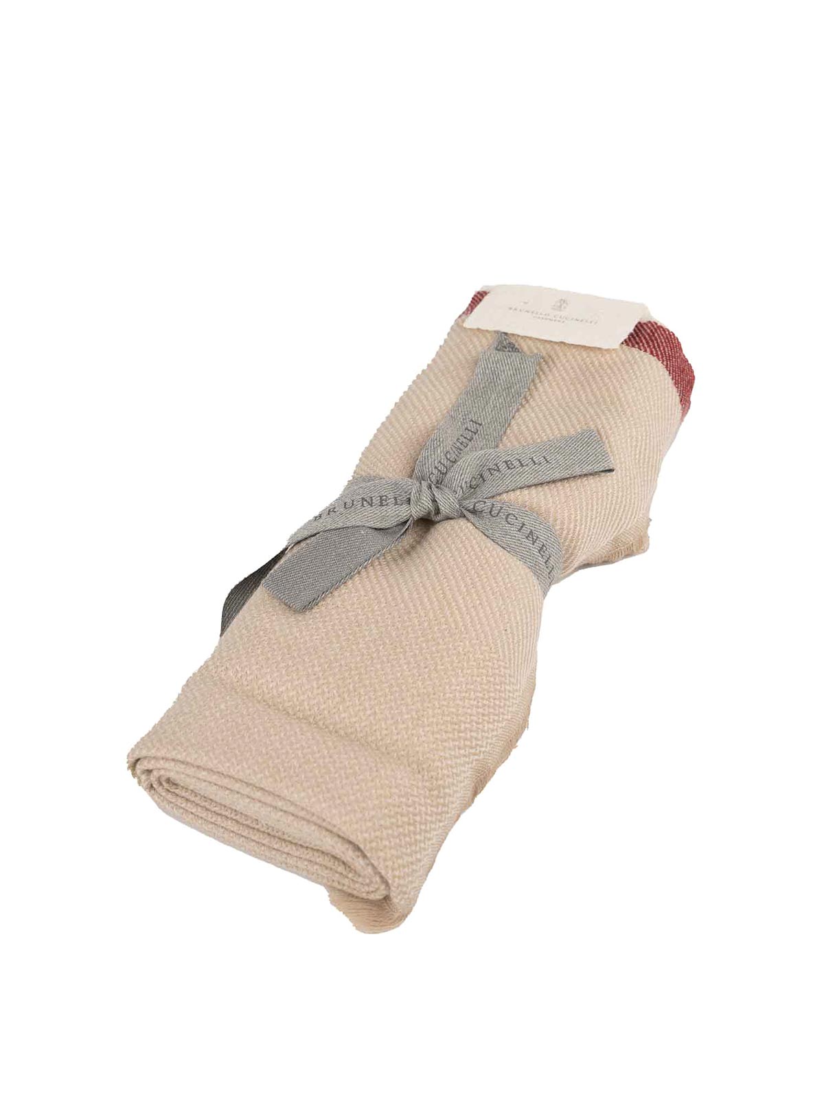 Brunello Cucinelli Wool And Cashmere Scarf In Beige