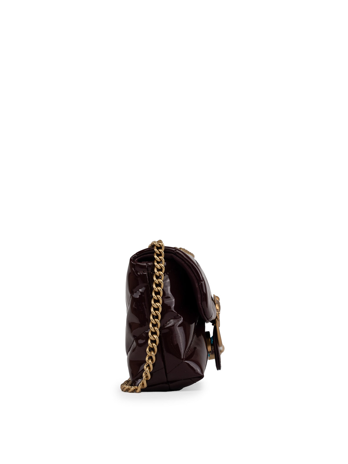 Shop Pinko Baby Love Puff Maxi Patent Leather Bag In Dark Brown