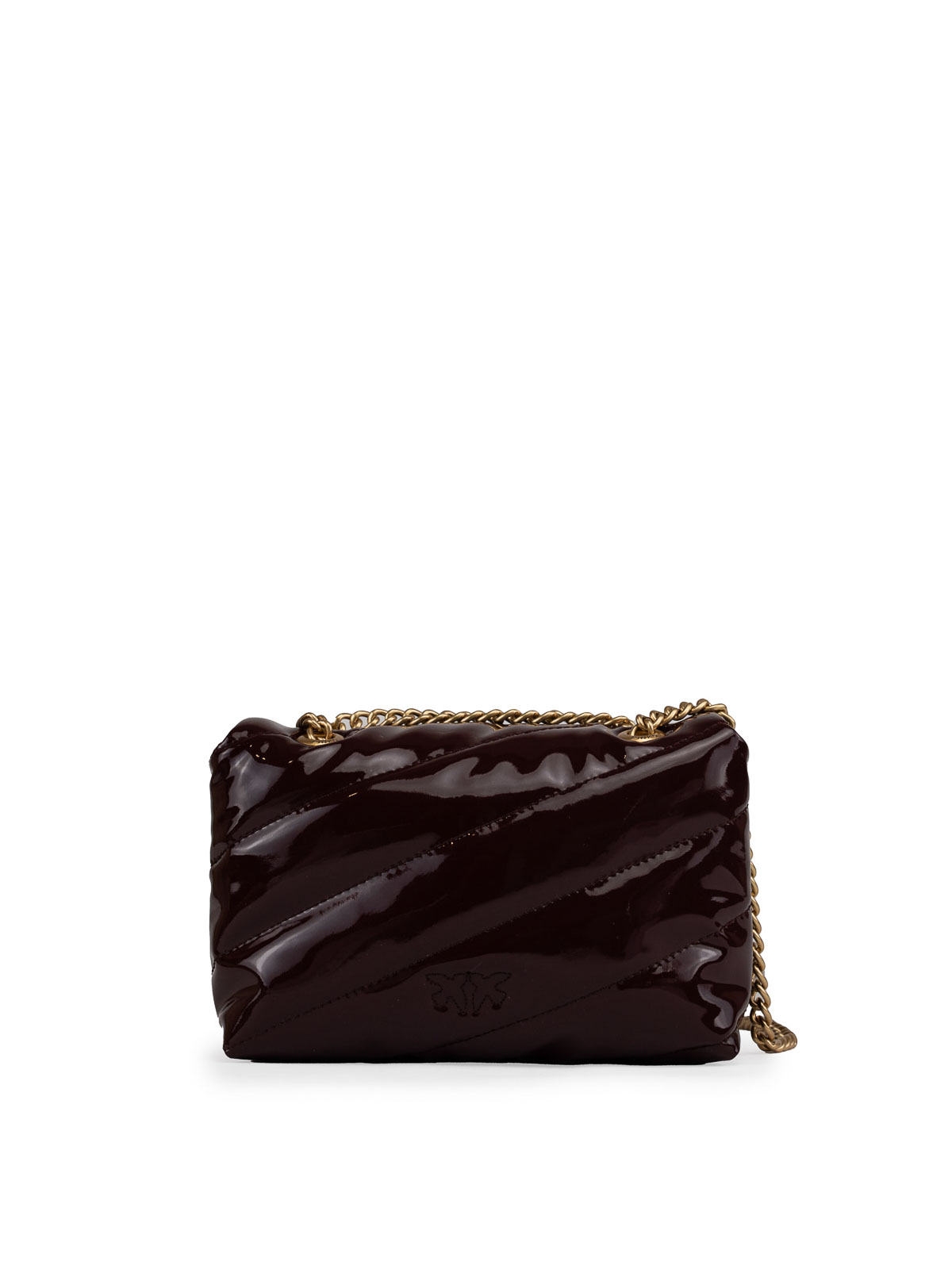 Shop Pinko Baby Love Puff Maxi Patent Leather Bag In Dark Brown