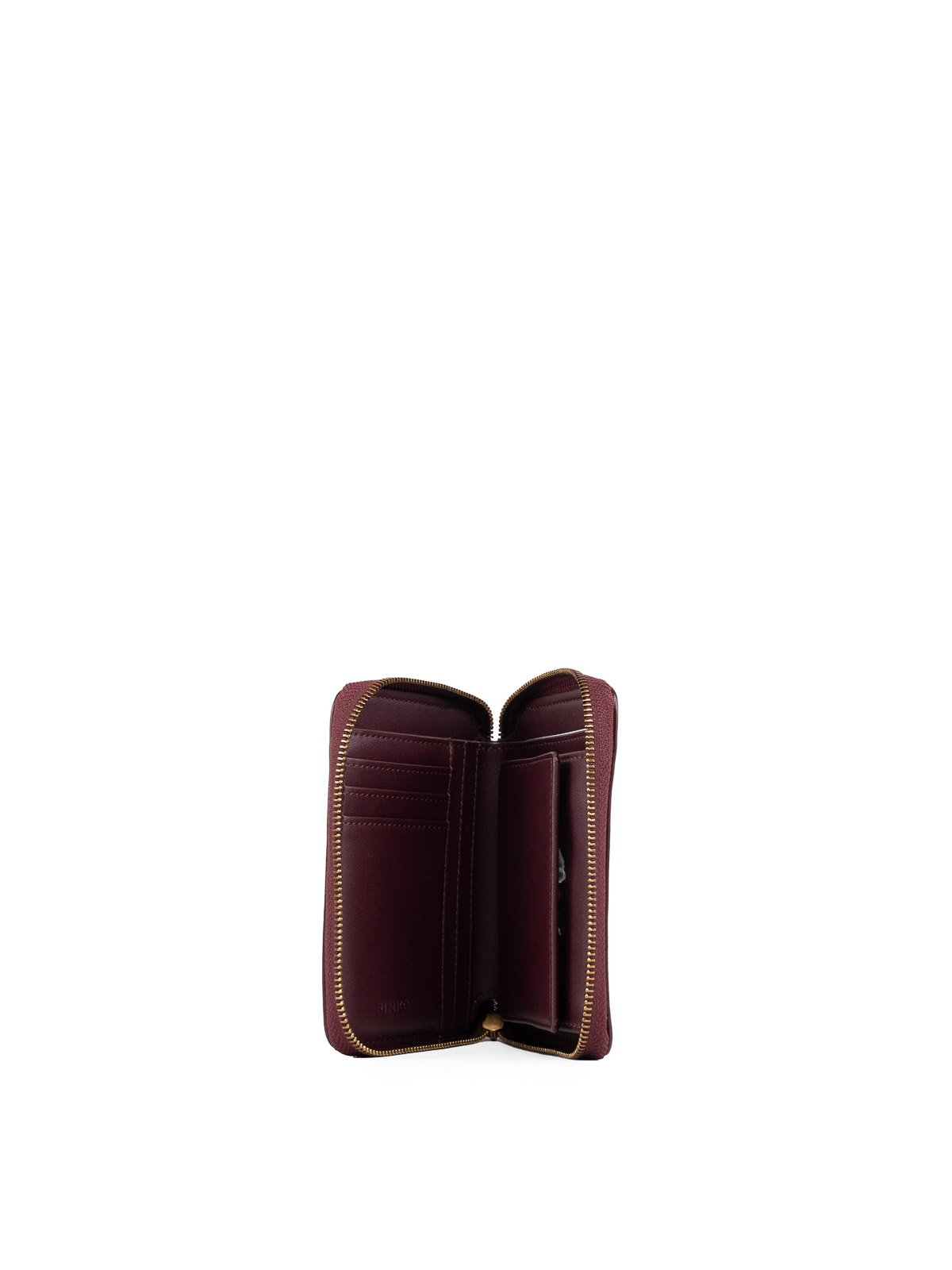 Shop Pinko Taylor Zip Around Square Wallet In Shiny Pvc In Dark Brown