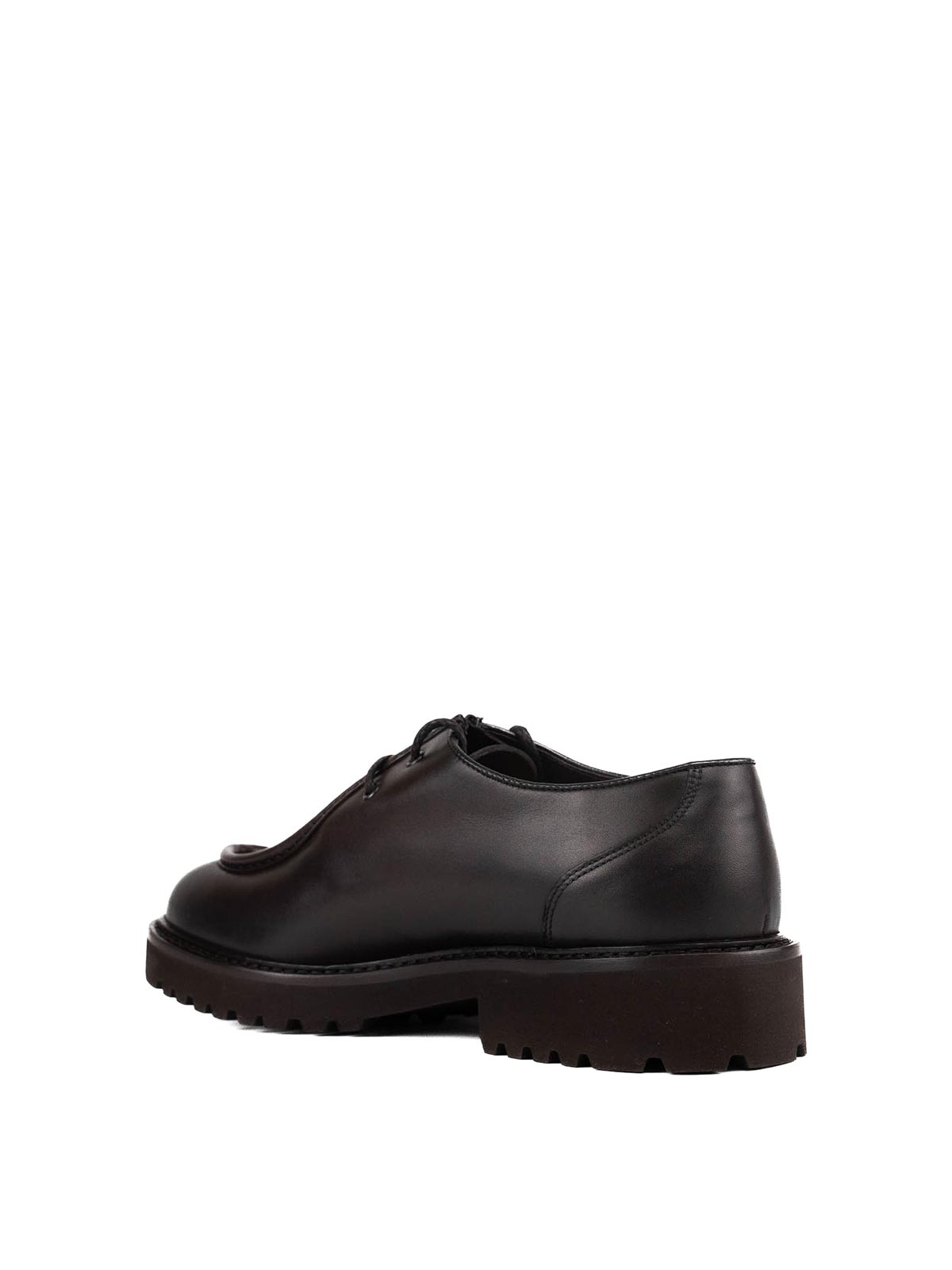 Shop Doucal's Leather Derby Moccasins In Dark Brown